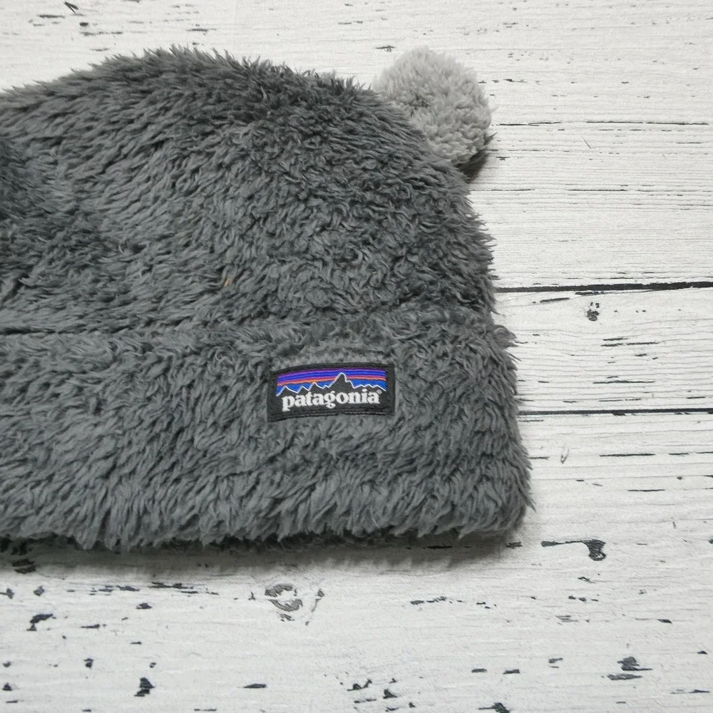 Patagonia Hat Beanie One Size Gray Fleece Bear Ears Toddler Boys Winter